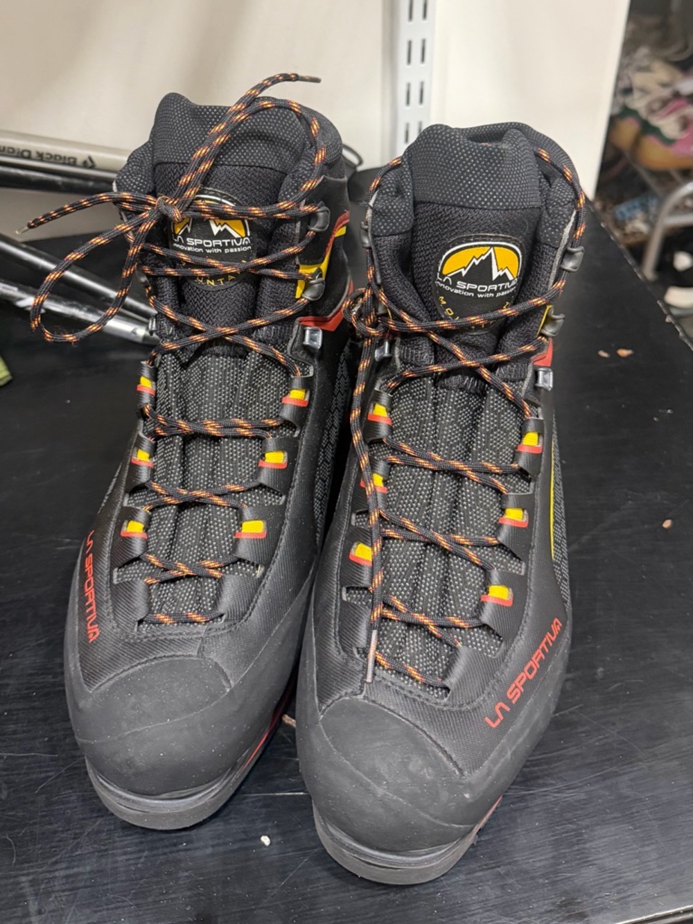 La Sportiva Black Hiking Boots with Yellow & Orange Accents